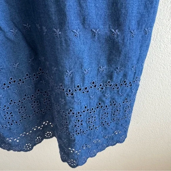 Gap x Doen Blue Eyelet Shift Mini Dress size Medium - Picture 5 of 9